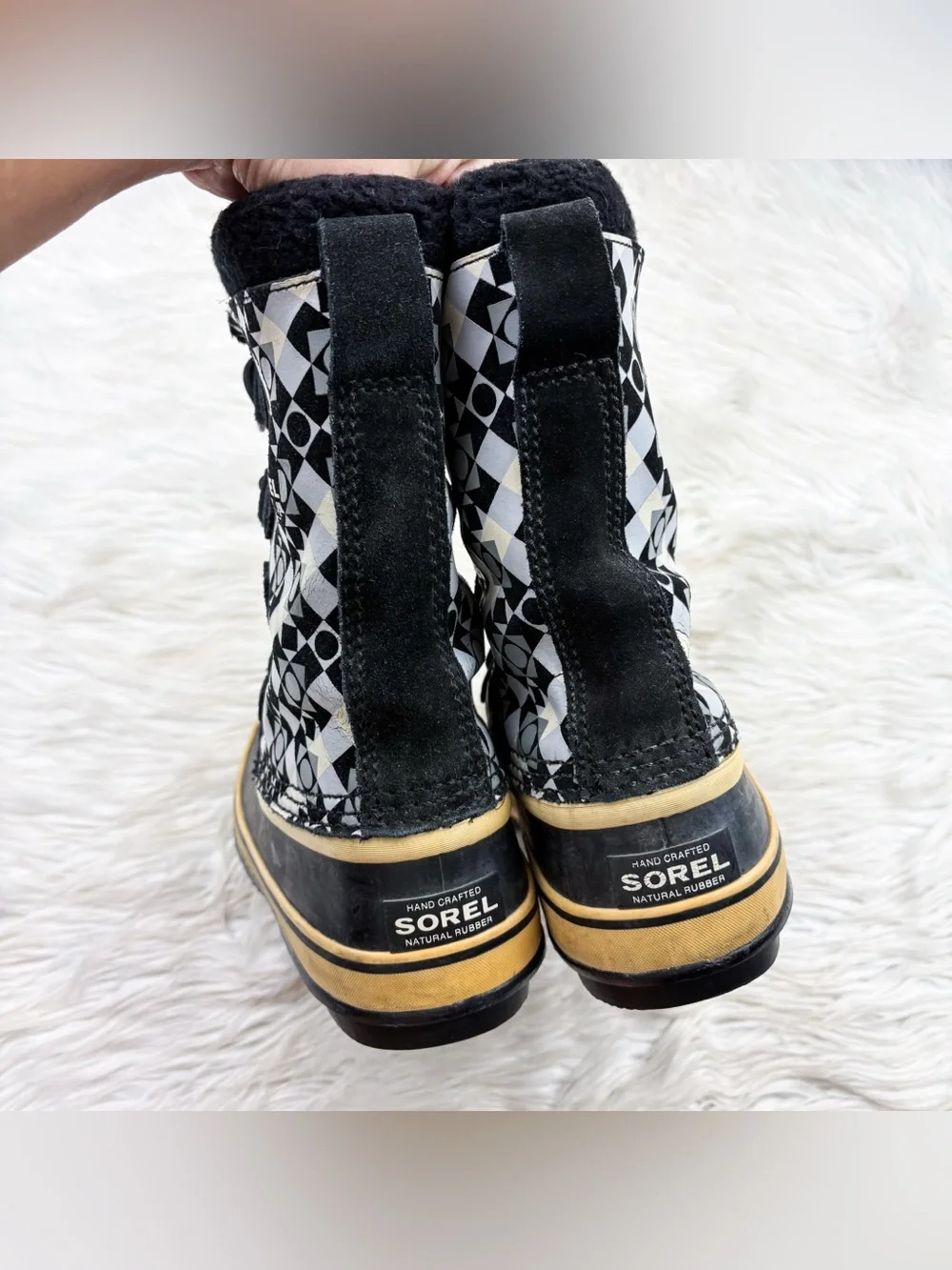 Sorel 1964 Pac Graphic Geometric Fleece Lined Waterproof Winter Duck Boots Gray